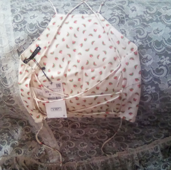 ZARA Watermelon Bandana Crop Top Wrap Knit Top. Strappy. NEW with TAG. SIZE XS. - Picture 3 of 4